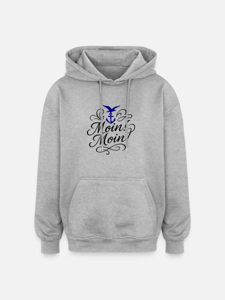 Moin Moin Spruch - Oversized Unisex Hoodie - Grau meliert