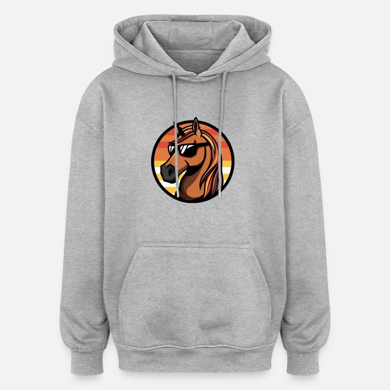Cheval Bande dessinée cool - Sweat à capuche oversize unisexe - gris chiné