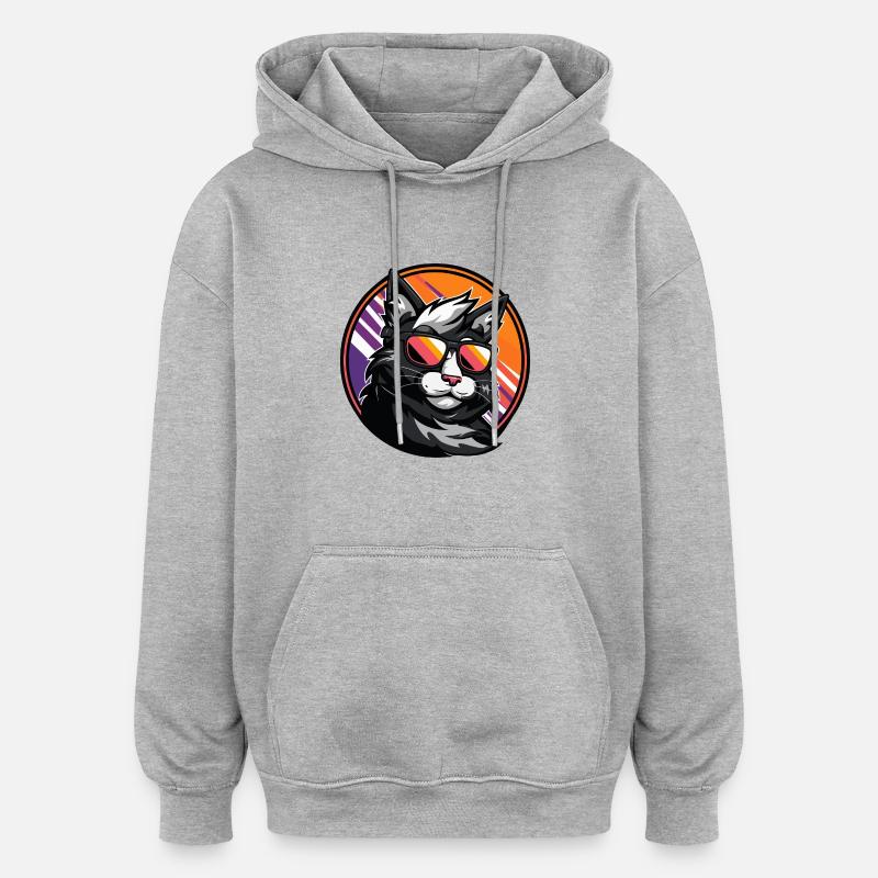 Cat Comic Cool - Oversized Unisex Hoodie - heather grey