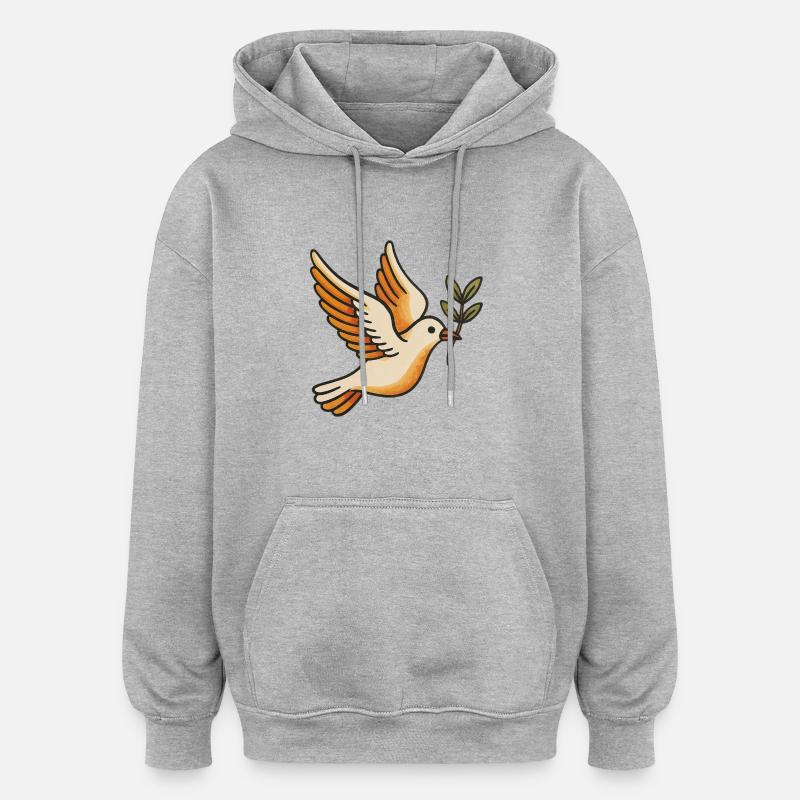 Colombe de la Paix - Sweat à capuche oversize unisexe - gris chiné