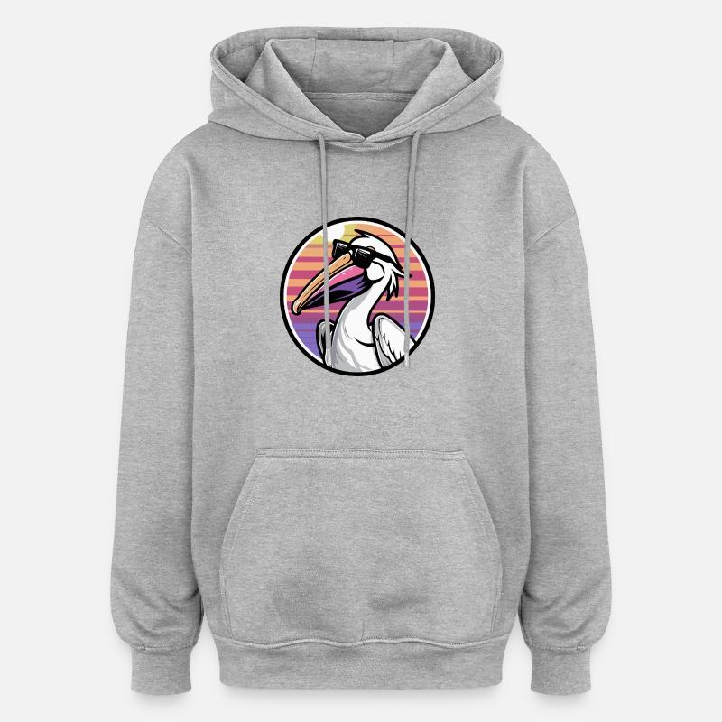 Pelikan Vogel Cool Comic - Oversized Unisex Hoodie - Grau meliert