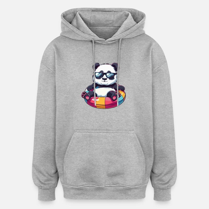 Panda Bande Dessinée Cool - Sweat à capuche oversize unisexe - gris chiné