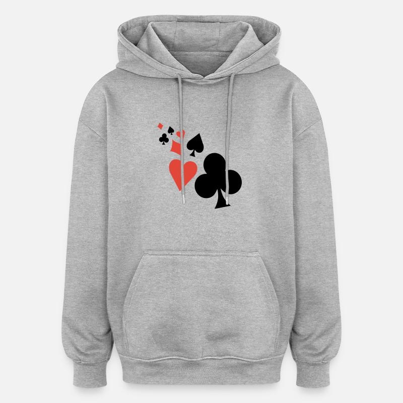 pokers - Sweat à capuche oversize unisexe - gris chiné