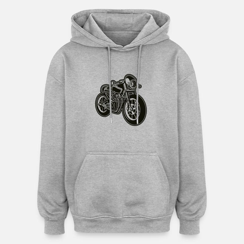 Café Racer moto 01_schwarz - Sweat à capuche oversize unisexe - gris chiné
