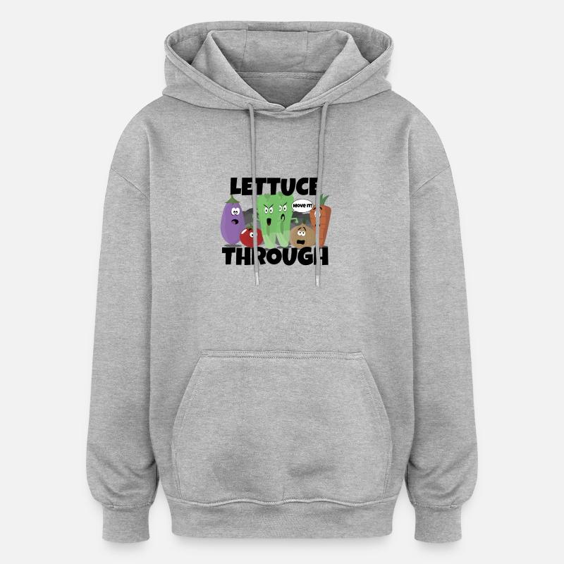Lettuce Through - Sweat à capuche oversize unisexe - gris chiné