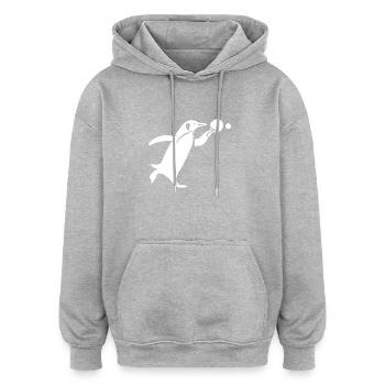 Silhouette de ping-pong pingouin - Sweat à capuche oversize unisexe - gris chiné - Devant - Noah (186cm)