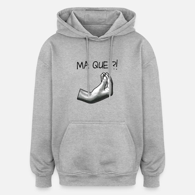 MA QUE - Sweat à capuche oversize unisexe - gris chiné