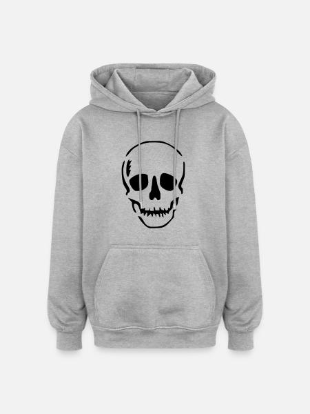 Schädel - Oversized Unisex Hoodie - Grau meliert