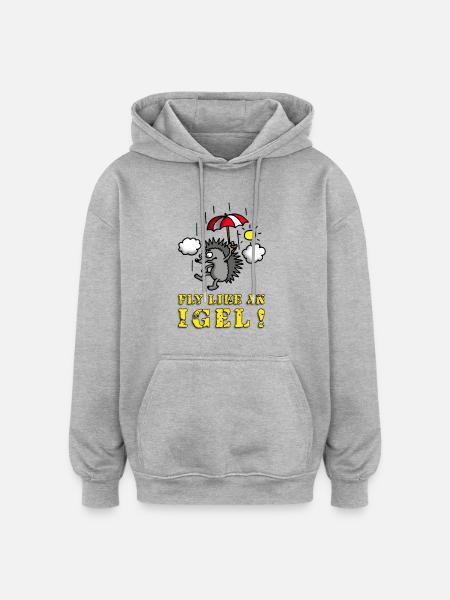 fly_like_an_igel_a - Oversized Unisex Hoodie - Grau meliert