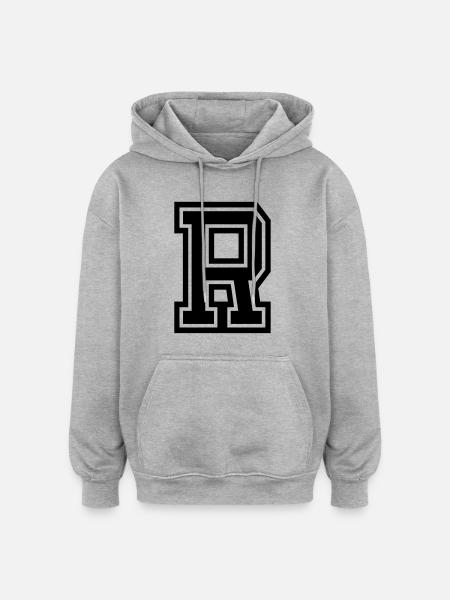 R - Oversized Unisex Hoodie - Grau meliert