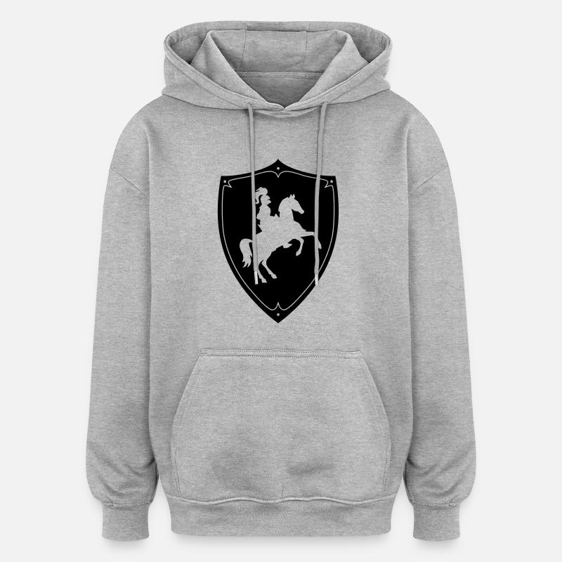Ritter Schild - Oversized Unisex Hoodie - Grau meliert