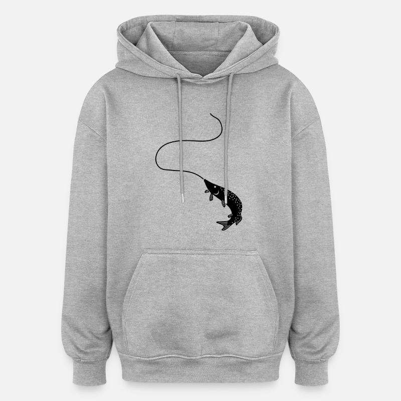 Brochets - Sweat à capuche oversize unisexe - gris chiné