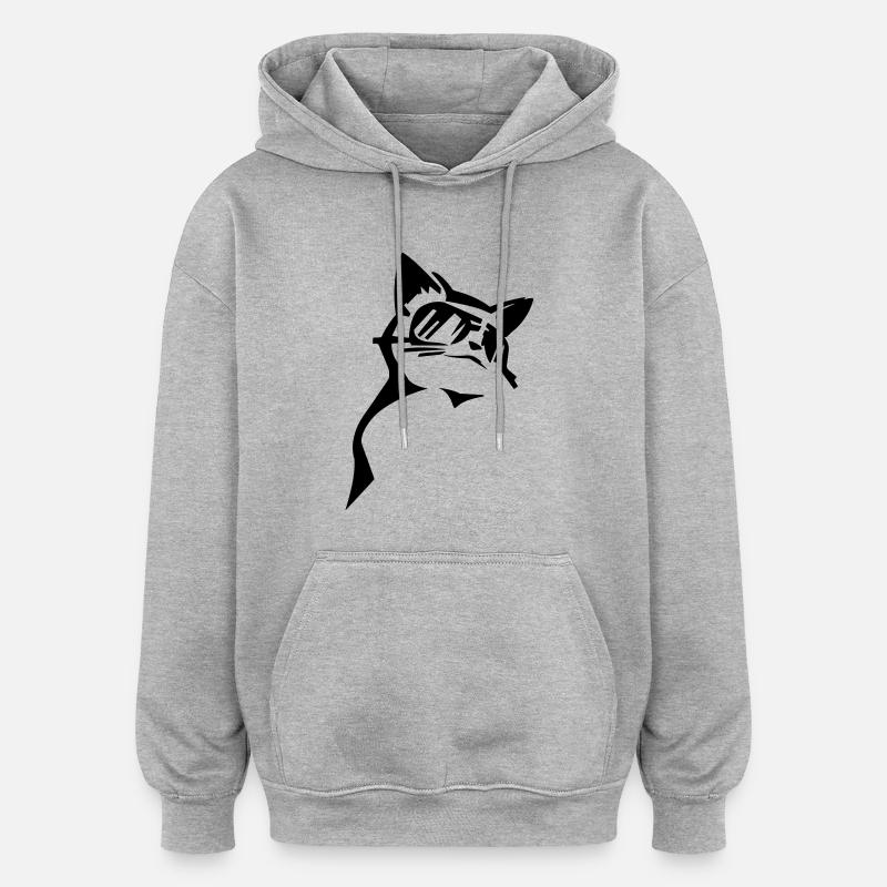Mode-Katze von Custom - Oversized Unisex Hoodie - Grau meliert