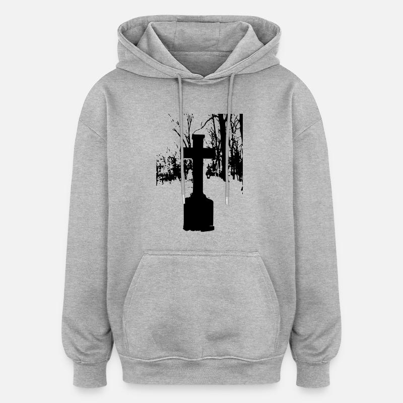 Grabstein - Oversized Unisex Hoodie - Grau meliert
