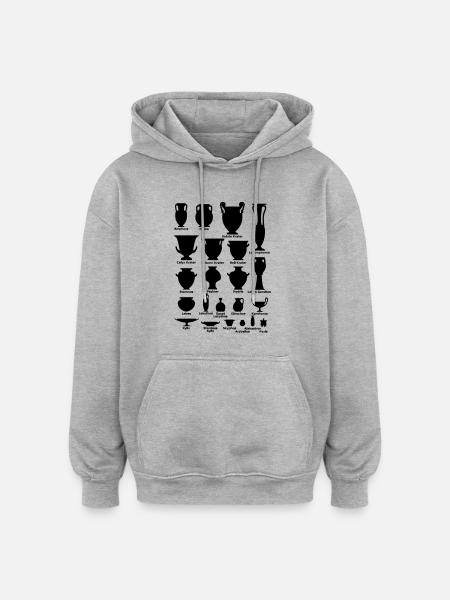 Antike Vasen mit Beschriftung - Oversized Unisex Hoodie - Grau meliert