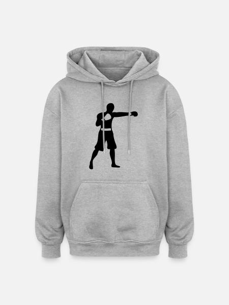 boxer_silhouette_f1 - Sweat à capuche oversize unisexe - gris chiné