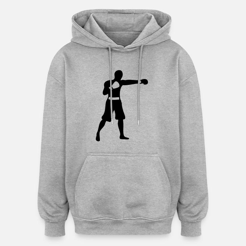 boxer_silhouette_f1 - Sweat à capuche oversize unisexe - gris chiné