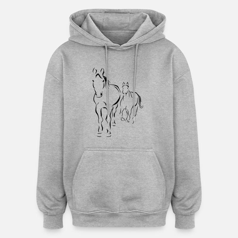 chevau - Sweat à capuche oversize unisexe - gris chiné