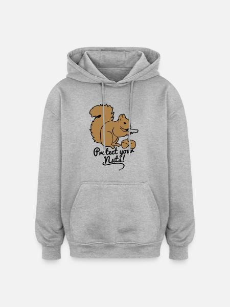 protect your nuts - Oversized Unisex Hoodie - Grau meliert