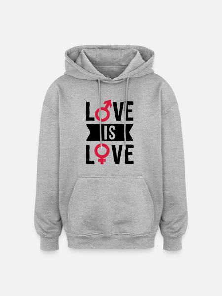 Love - Sweat à capuche oversize unisexe - gris chiné