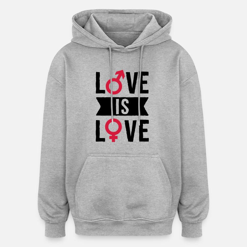 Love - Sweat à capuche oversize unisexe - gris chiné