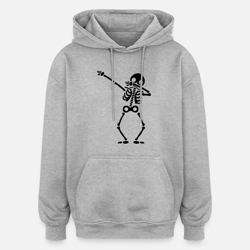 squelette - Sweat à capuche oversize unisexe - gris chiné