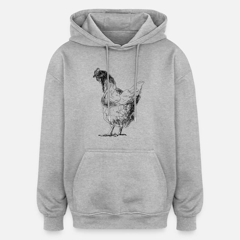 Poulet - Sweat à capuche oversize unisexe - gris chiné