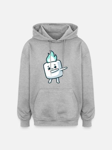 Cute Marshmallow Dabbing Sugar Comic - Oversized Unisex Hoodie - heather grey