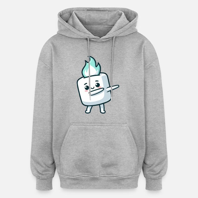 Cute Marshmallow Dabbing Sugar Comic - Oversized Unisex Hoodie - heather grey