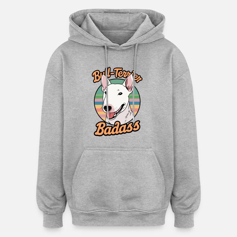 Bull terrier dur à cuire - Sweat à capuche oversize unisexe - gris chiné