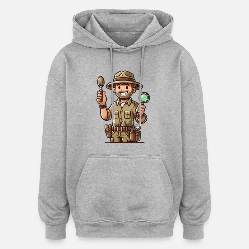 archéologue - Sweat à capuche oversize unisexe - gris chiné