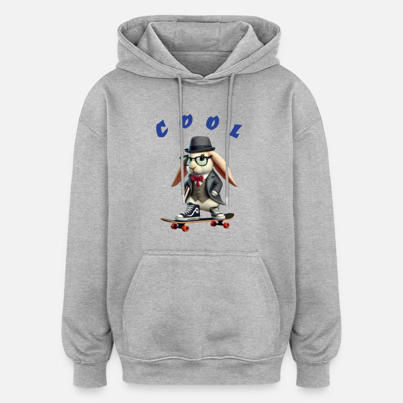 Lapin cool - Sweat à capuche oversize unisexe - gris chiné