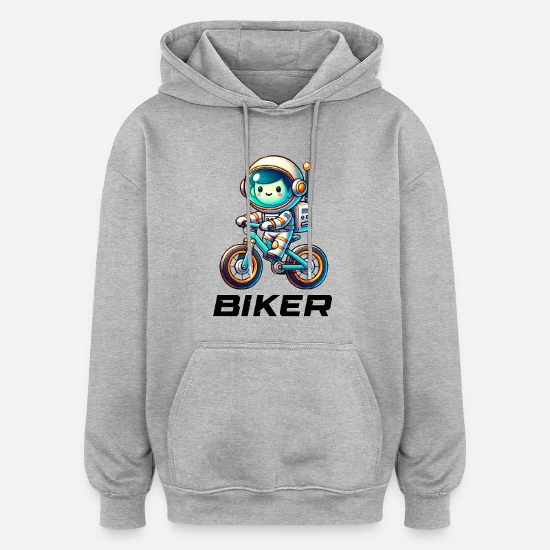 Astronaute Bike Biker - Sweat à capuche oversize unisexe - gris chiné
