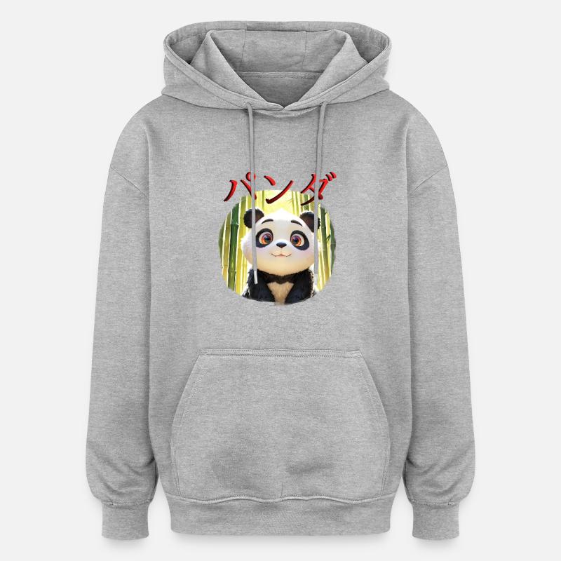 Design Panda Mignon - Sweat à capuche oversize unisexe - gris chiné