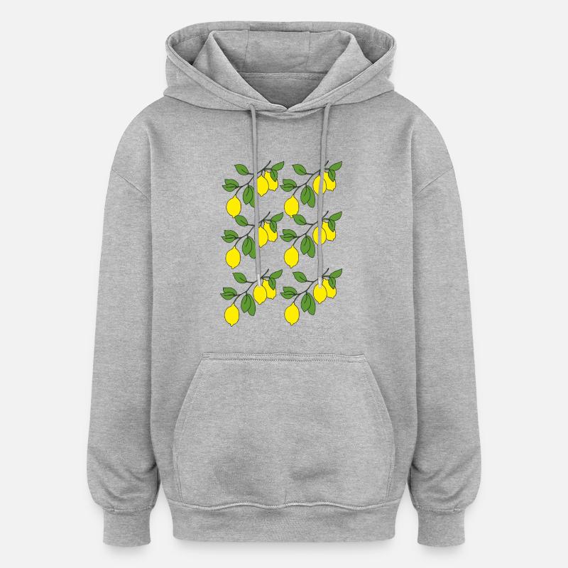 Brins de citron - Sweat à capuche oversize unisexe - gris chiné