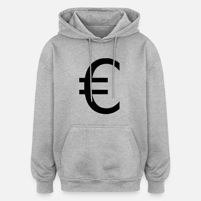 Euro - Sweat à capuche oversize unisexe - gris chiné