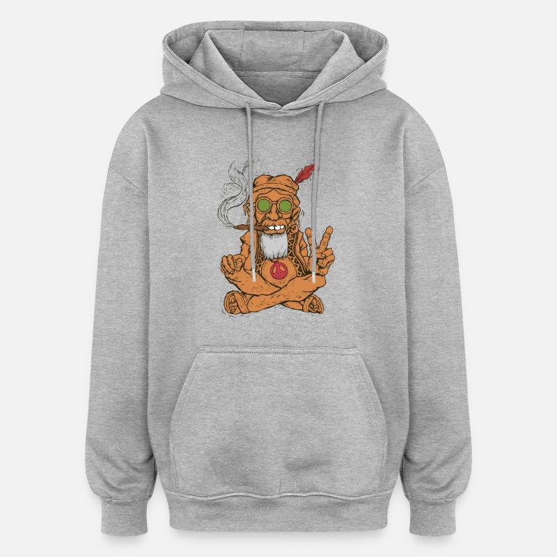 Friede Liebe Gemeinschaft Kiffer Liebe - Oversized Unisex Hoodie - Grau meliert