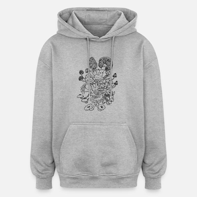 champignons - Sweat à capuche oversize unisexe - gris chiné