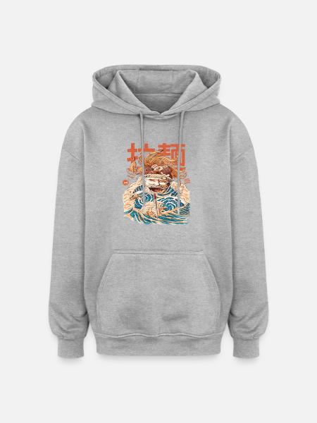 Ramen Attack - Oversized Unisex Hoodie - Grau meliert