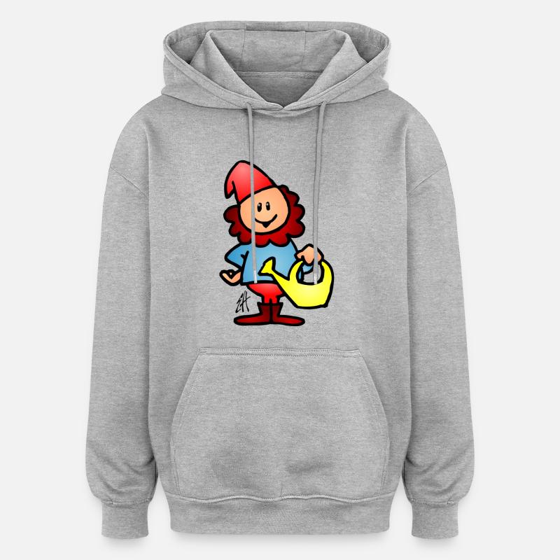 Gnome - Sweat à capuche oversize unisexe - gris chiné