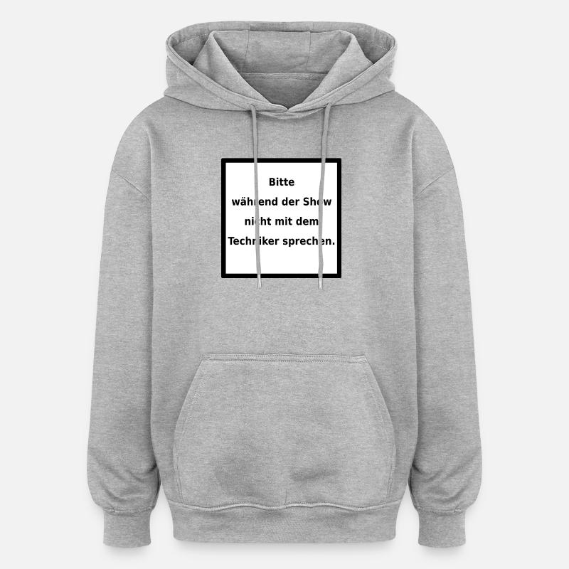 Warnhinweis: Techniker. (black/white) - Oversized Unisex Hoodie - Grau meliert