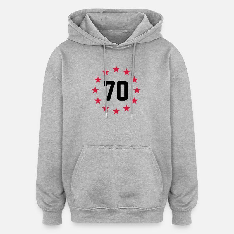 70 ans - Sweat à capuche oversize unisexe - gris chiné
