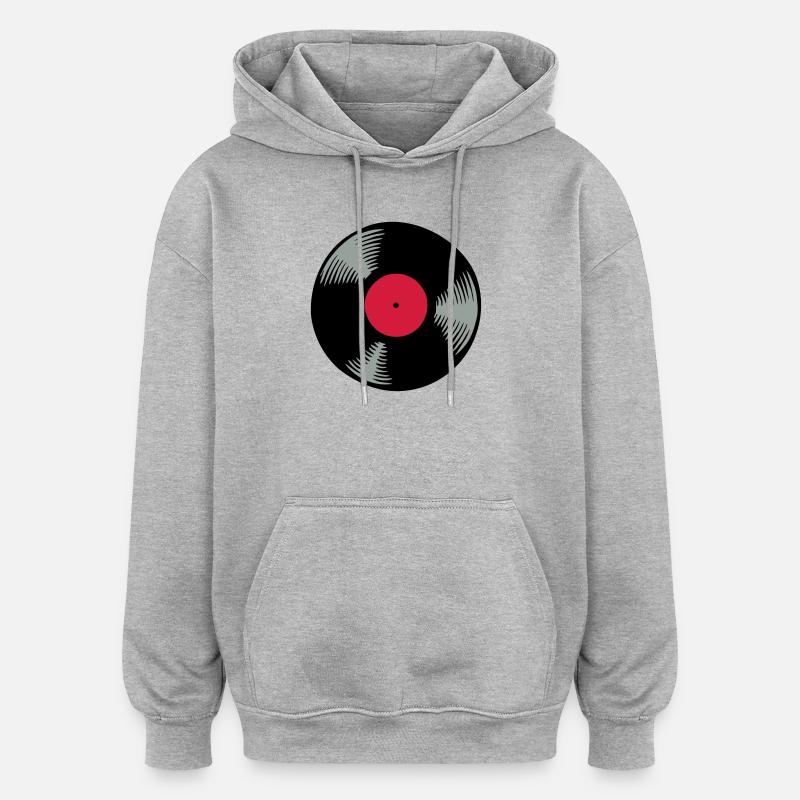 Vinyle - Sweat à capuche oversize unisexe - gris chiné