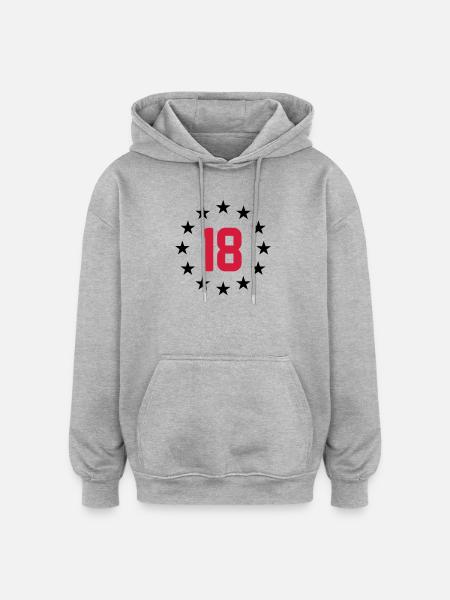 18 ans - Sweat à capuche oversize unisexe - gris chiné