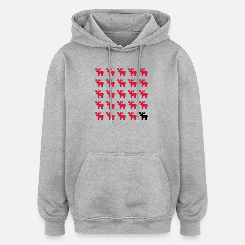 Moose Moose Pattern I Christmas - Oversized Unisex Hoodie - heather grey