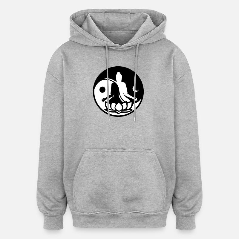 Yin et Yang - Sweat à capuche oversize unisexe - gris chiné