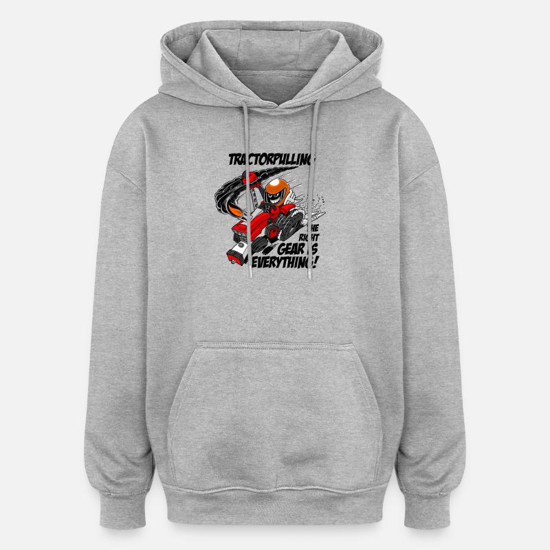 0966 tractor pulling - Oversized Unisex Hoodie - heather grey