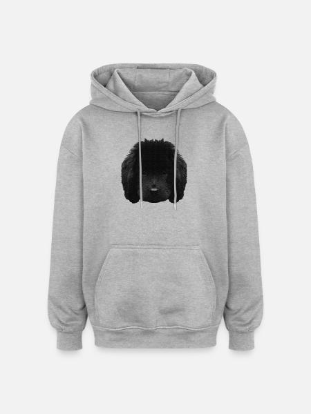 sød hvalp, newfoundland hvalp, hunderacer - Oversize unisex hoodie - grå meleret