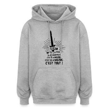 C'est de la merde, c'est tout ! Karadoc - Sweat à capuche oversize unisexe - gris chiné - Devant - Noah (186cm)