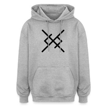 L’amour éternel dans les runes vikings - Sweat à capuche oversize unisexe - gris chiné - Devant - Noah (186cm)